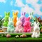 8-Piece Flocked Bunny Figurines Set – 6.9-Inch Easter Decorations with Bowtie, Perfect for Spring Centerpieces, Garden, Lawn, Tabletop, Nursery, Party & Holiday Decor